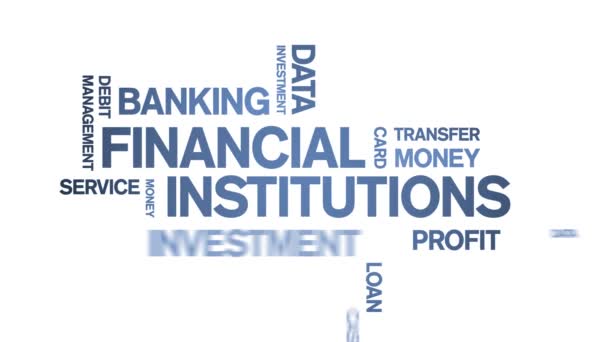 4k Financiële instellingen Animated Tag Word Cloud, Tekst Animatie naadloze lus. - Video
