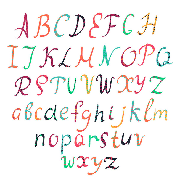 Handgetekend alfabet geïsoleerd op witte achtergrond. Vectorafbeelding. - Vector, afbeelding