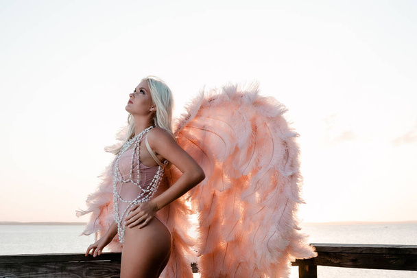 Sexy woman in lingerie with wings - Fotó, kép