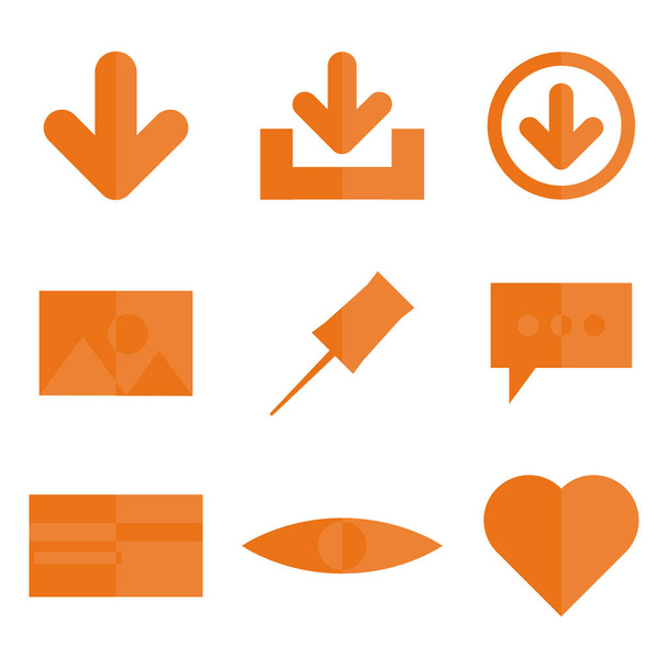 Abstract Orange Basic Icon Vector Design Set - Vector, Image