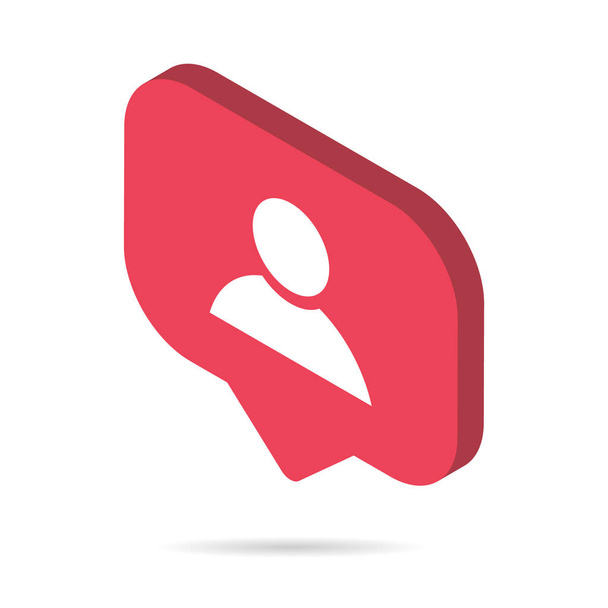 Follower isometric notification symbol for application instagram. Web app button for social media. Vector illustration icon . - Vector, Image