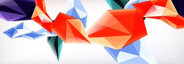 Vector triângulos 3d e pirâmides fundo abstrato para apresentações de negócios ou tecnologia, cartazes de internet ou capas de brochura web - Vetor, Imagem