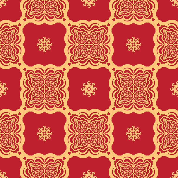Red Christmas seamless pattern with ornament. Good for clothing and textiles. Vector illustration. - Vecteur, image