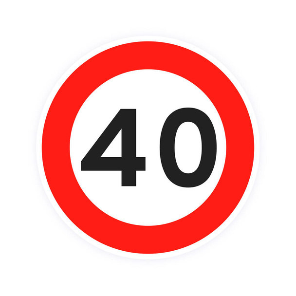 Speed limit 40 round road traffic icon sign flat style design vector illustration isolated on white background. - Vector, Image
