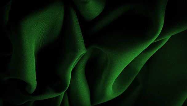 Textura, fondo, patrón, verde satinado es un tejido que generalmente tiene una superficie brillante y una espalda opaca, tejido satinado se caracteriza por cuatro o más hilos de relleno o trama, - Foto, Imagen