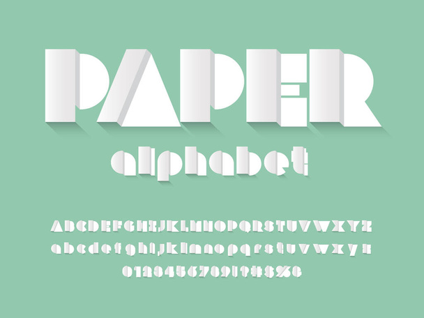Papier vouwen abstracte stijl alfabet ontwerp met hoofdletters, kleine letters, cijfers en symbolen - Vector, afbeelding