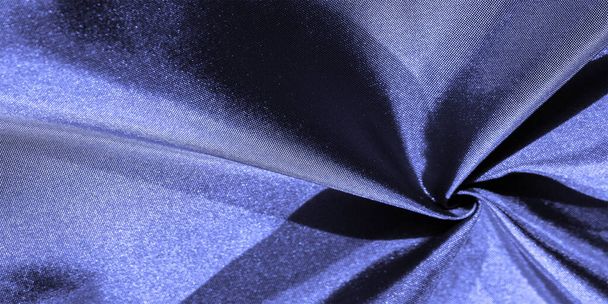 sininen silkki kangas, kiiltävä sininen metallinen tausta koriste suunnittelu, sisustuselementti, tapetti. rakenne kuvio - Valokuva, kuva