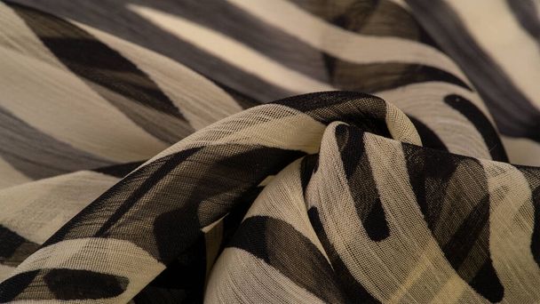 silk fabric with black and beige stripes, zebra skin in African style. For the designer, the sketch of the layout, the entourage of the decorator. Background texture collection - Photo, Image