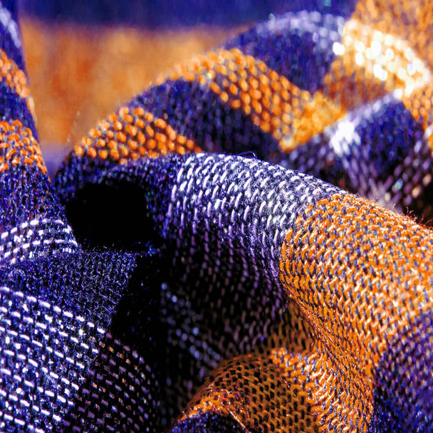 Schottische Stoffkulotten, blau und weiß, gelb, Texturhintergrund, Muster - Foto, Bild