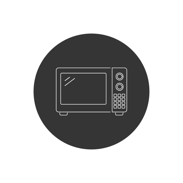 Línea horno microondas icono blanco aislado sobre fondo blanco. Electrodomésticos icon.Vector Ilustración - Vector, Imagen