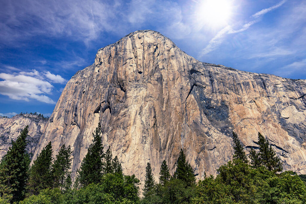 World famous rock climbing wall of El Capitan, Yosemite national park, California, usa - Photo, Image