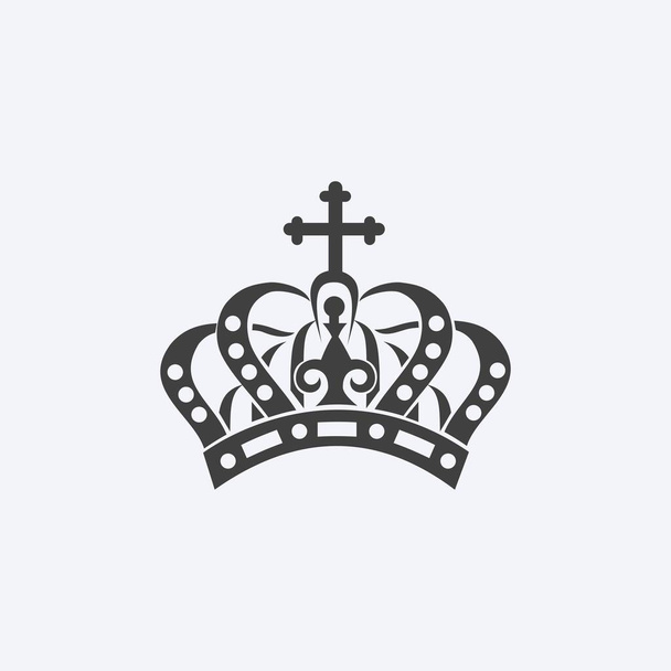 Luxe Classique Couronne Noire Roi ou Reine Symbole Silhouette Logo Vector - Photo, image