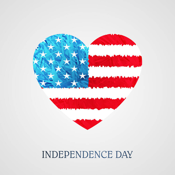 Texture sign in the form of a heart with the outlines of the flag of America, design element. - Vector, Image