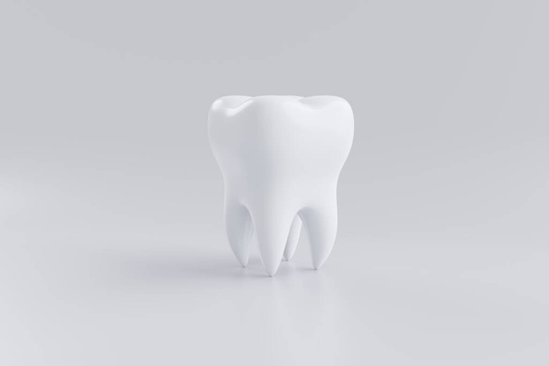 un diente sobre un fondo gris. 3d renderizar - Foto, imagen
