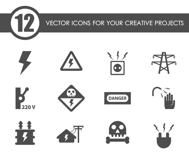 vektorové ikony vysokého napětí - Vektor, obrázek