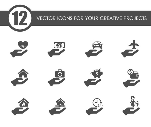insurance hand vector icons - Vector, Image