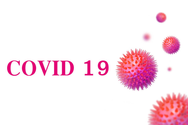 Kaiverrus COVID-19 valkoisella pohjalla. Maailman terveysjärjestö WHO otti käyttöön uuden virallisen nimen Coronavirus tauti nimeltään COVID-19. 3d kuva - Valokuva, kuva