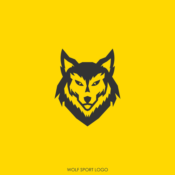Un modello di design logo sportivo, con una semplice icona della testa di lupo - Vettoriali, immagini