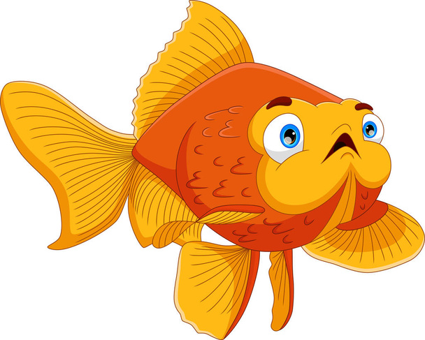 bonito peixe cartoon pose em um fundo branco - Vetor, Imagem