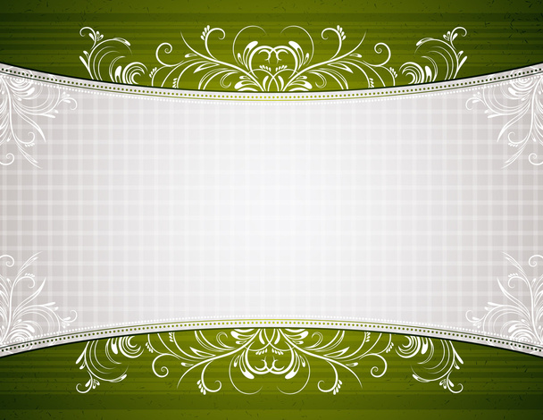 green background with decorative ornaments, vector illustration - Вектор, зображення