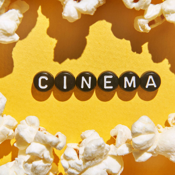 Popcorn quote design. Typography concept. Creative text wallpaper - Photo, image
