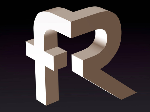 Στυλιζάρισμα της γραμματοσειράς των γραμμάτων F και R. 3D rendering. - Φωτογραφία, εικόνα