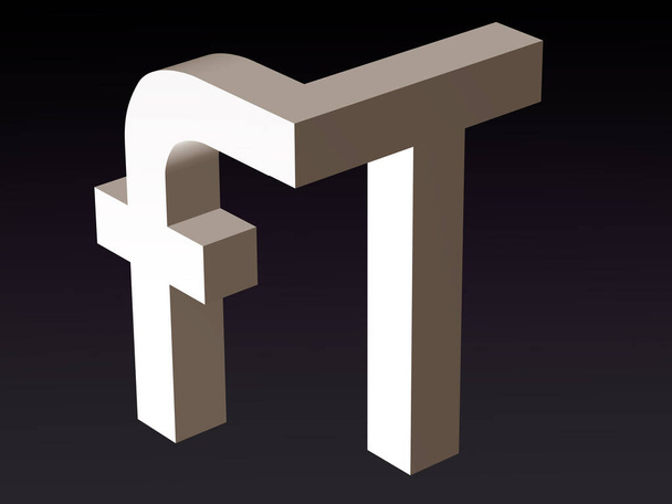Στυλιζάρισμα της γραμματοσειράς των γραμμάτων F και T. 3D rendering. - Φωτογραφία, εικόνα