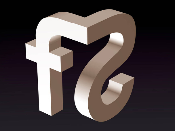  Στυλ σύνθεσης γραμματοσειράς της γραμματοσειράς των γραμμάτων F και S. 3D rendering. - Φωτογραφία, εικόνα