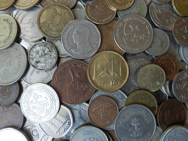 coleção de moedas diferentes de todo o mundo closeup - Foto, Imagem