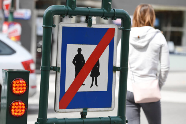 Sign "Pedestarian zone" in Bad Ischl, Austria, Europe - Photo, Image