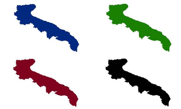 APULIA mappa sagoma colorata su sfondo bianco - Vettoriali, immagini
