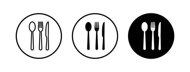 Éttermi ikonok készlet.Villa, kanál, és kés ikon. élelmiszer ikon. Egyél. - Vektor, kép