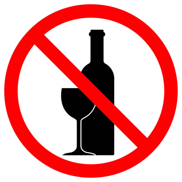 No drinking sign, no alcohol, prohibited activitive  - Vector, Image