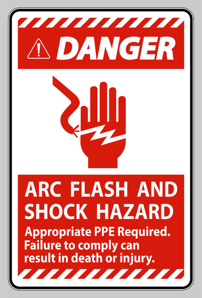 Κίνδυνος Sign Arc Flash και σοκ κινδύνου κατάλληλο ΜΑΠ απαιτείται - Διάνυσμα, εικόνα