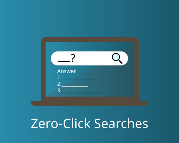 Nulové klepnutí na Hledat nebo žádné kliknutí hledání jsou dotazy na stránce výsledků vyhledávače, které zobrazí odpověď - Vektor, obrázek