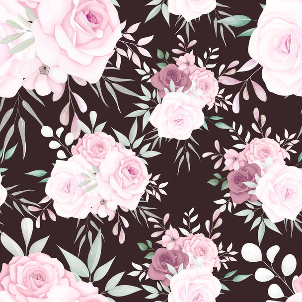 Элегантный цветочный бесшовный узор с красивыми мягкими цветами - Вектор,изображение