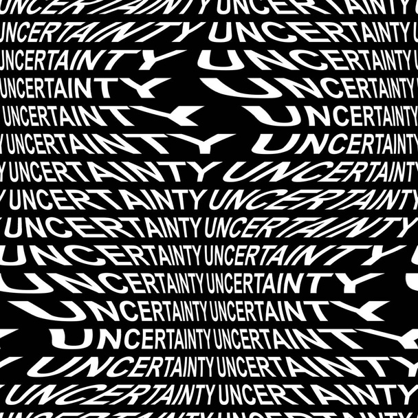 UNCERTAINTY woord kromgetrokken, vervormd, herhaald, en gerangschikt in naadloze patroon achtergrond - Foto, afbeelding