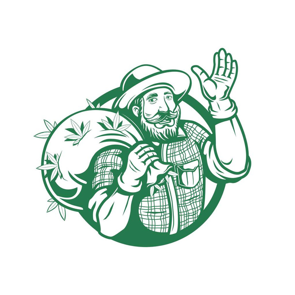 вектор логотипа фермера марихуаны - Вектор,изображение