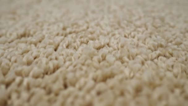 Fénybézs színű szőnyeg mozgásának közeli felvétele - Felvétel, videó