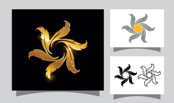 Golden Circle Feather Sign - Vector, afbeelding