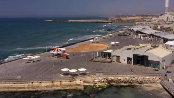 Tel Aviv Boş Gezinti güvertesi limanı, Coronavirus Kilitleme, Hava Aracı 2020 'de Coperid Kilitleme sırasında tel havacılığı boş. - Video, Çekim