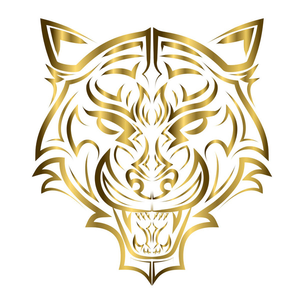 gold line art of tiger head. Good use for symbol, mascot, icon, avatar, tattoo, T Shirt design, logo or any design you want. - Vector, Image