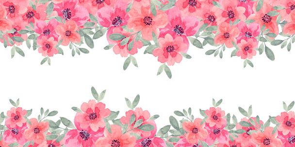 Vodorovný prapor s jemnými akvarelovými barvami. Květinový vzor pro design vizitek, cenovky, pohlednice, pozvánky a tisk. Kopírovat prostor - Fotografie, Obrázek