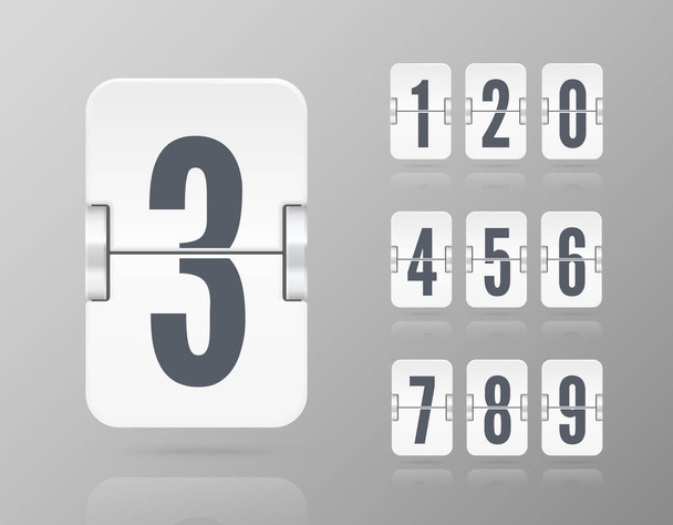 Vektorová šablona s plovoucími čísly a odrazy pro časovač nebo kalendář odpočítávání bílé - Vektor, obrázek