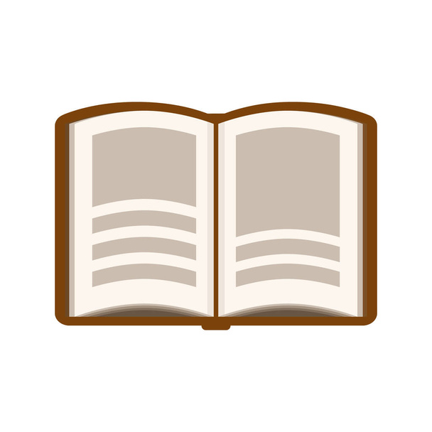 Flache Vektorillustration eines Buches mit offenen Seiten. Lese- und Wissenskonzept. Isoliert auf weißem Hintergrund. - Vektor, Bild