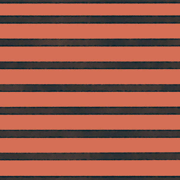 Seamless pattern. On an orange watercolor background, black stripes. - Photo, Image