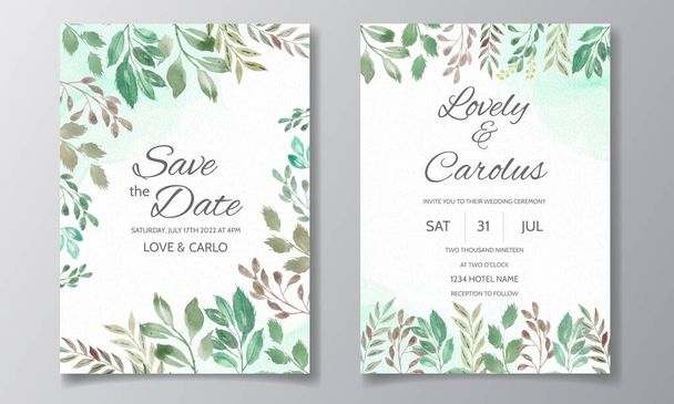 Bruiloft uitnodiging kaart met mooie bloemen aquarel - Vector, afbeelding