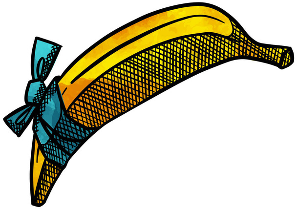 Watercolor style hand drawn banana with bandage - Vector, Image