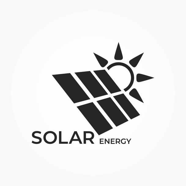 logotipo de la energía solar. símbolo ecológico, medioambiental, energético sostenible y renovable. panel solar imagen vectorial aislada - Vector, imagen