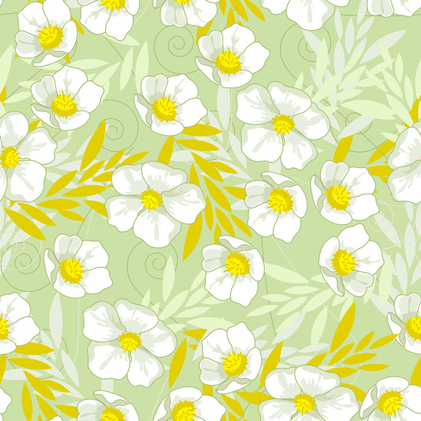 Vector seamless pattern with hand-drawn flowers - Vector, Image